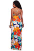 Sexy Orangish Multi-color Floral Print Crisscross Back Maxi Dress